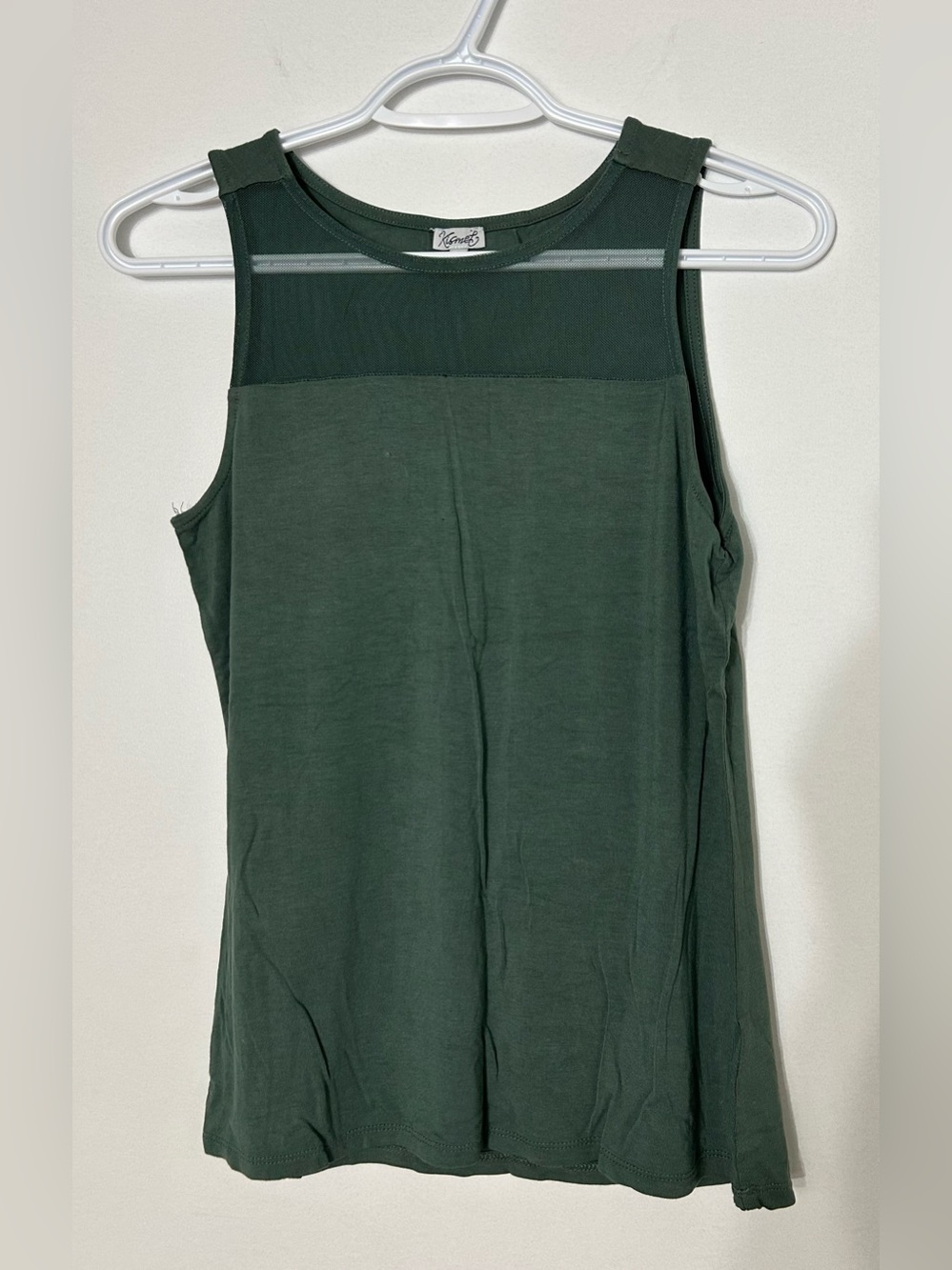 Kismet Green Mesh Yoke Tank Top